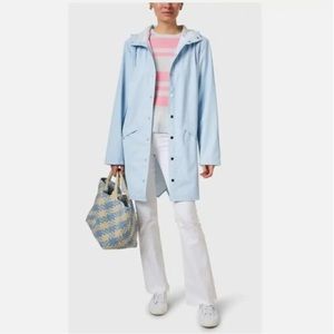NWT Rains Sky long Jacket in color Sky / blue rain jacket XS $125